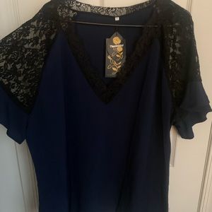 NWT Blue Lace Top 3X/ 4X